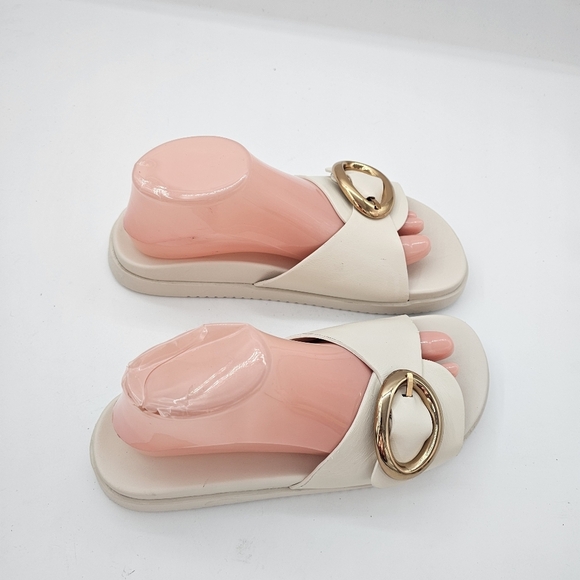 Steve Madden Mandie Slide Sandals Ivory Gold Buckle Women’s Size 9.5 - Picture 6 of 13